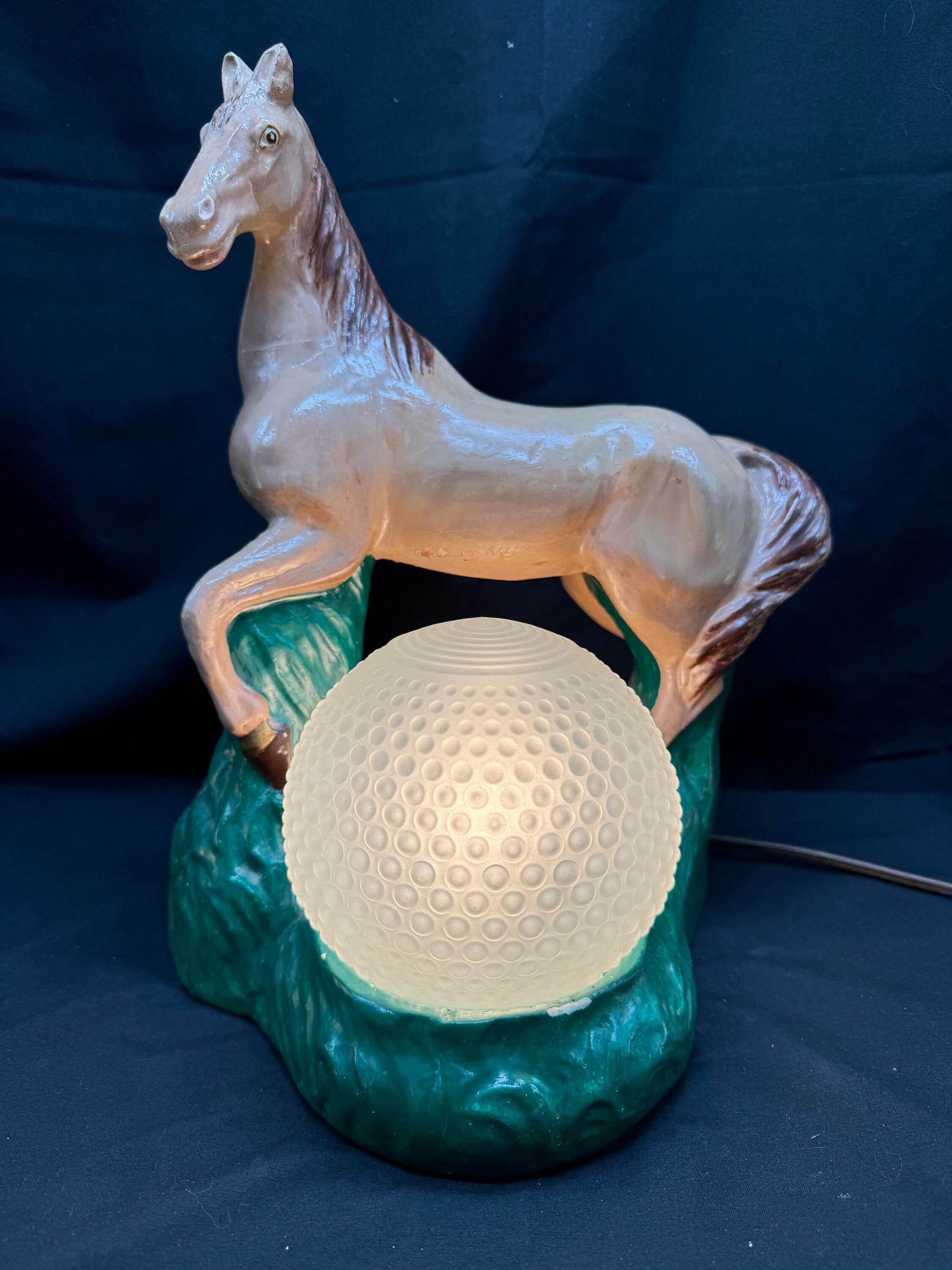 Horse Lamp CSM Chalk Ware Antique Light Fixture - Etsy Finland