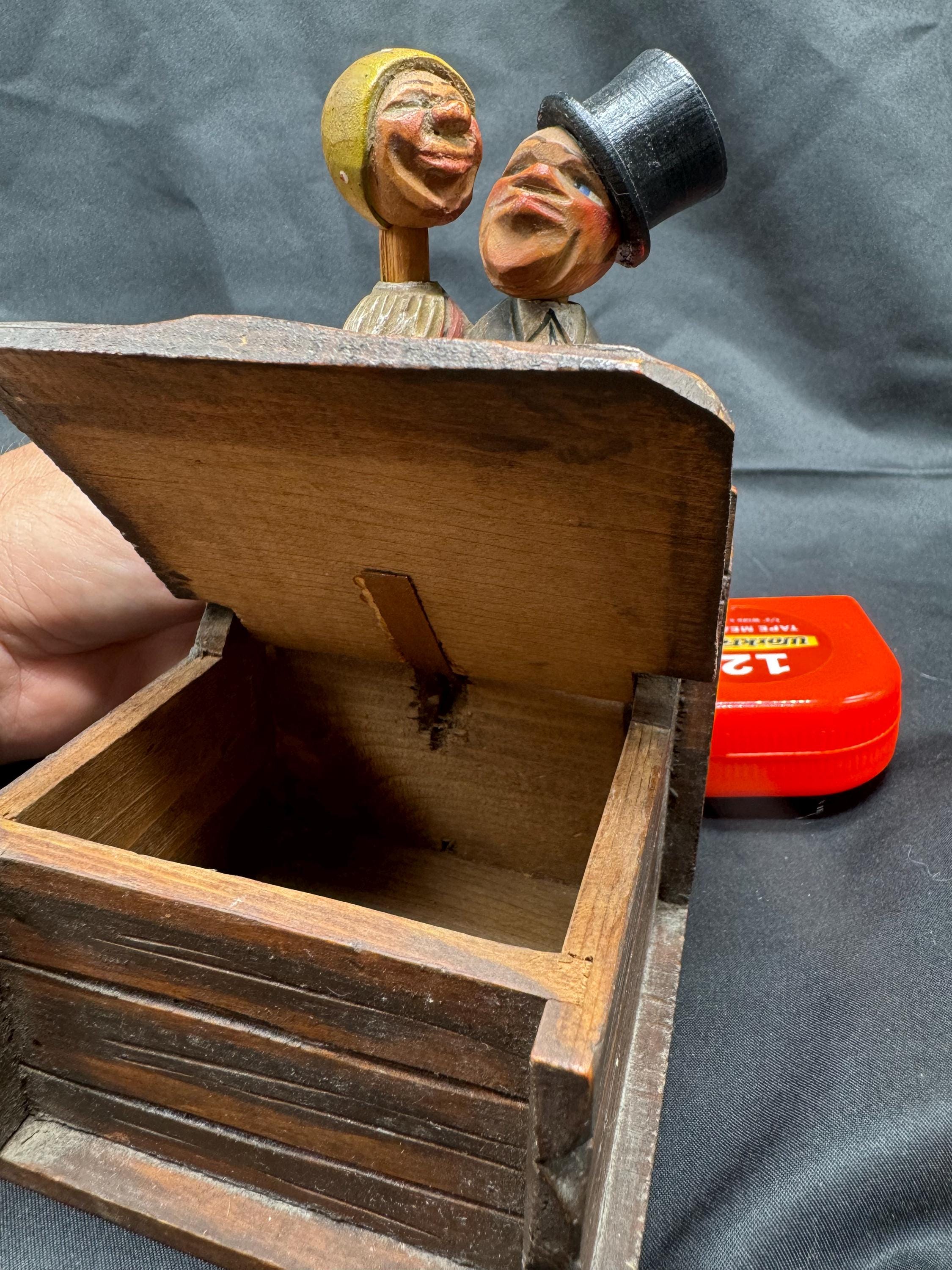 Vintage Kissing ANRI Italian Folk Art Hand Carved Wooden