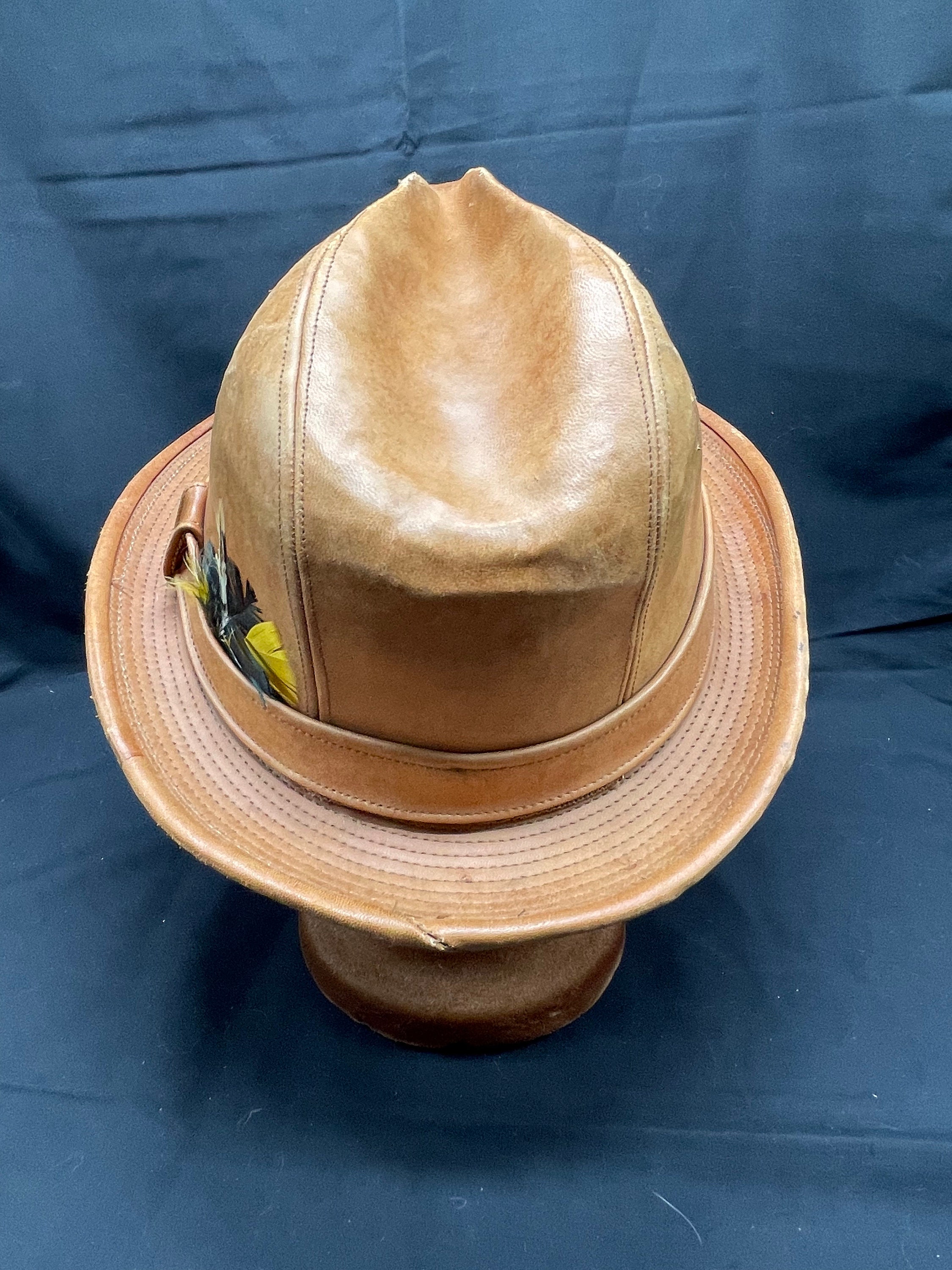 Vintage Dobbs of Fifth Avenue Leather Fedora Hat Size 7 1/4 Vintage Dobbs of Fifth Avenue Leather Fedora Hat Size 7 1/4