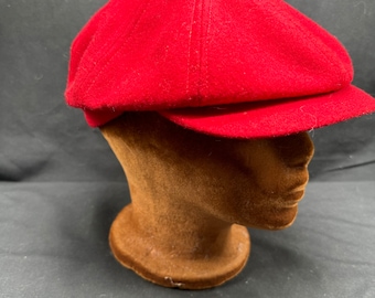 Vintage 60er Jahre rote Wolle MOD Applejack Cap Fit Rite Sport Kopfbedeckung Größe 7 1/8