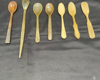 1 Vintage Handmade Horn or Bone Small Spoon picked at random