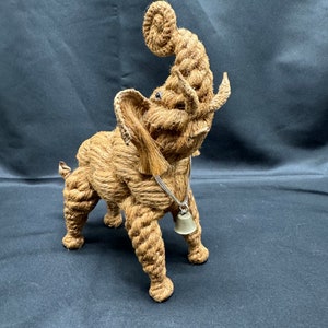 Vintage 1960s 7.5&quot; Jute Rope Elephant Figurine Danish Modern Kay Bojesen Jorgen
