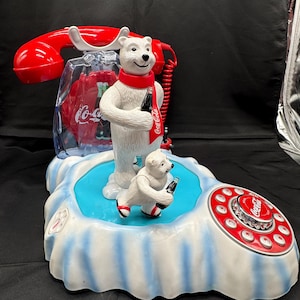 Vintage 2000 Coca Cola Animated Polar Bear Phone Coke Soda Telephone Works!