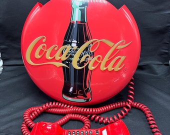 Vintage 1997 Coca Cola Button Telephone Round Disc Light up