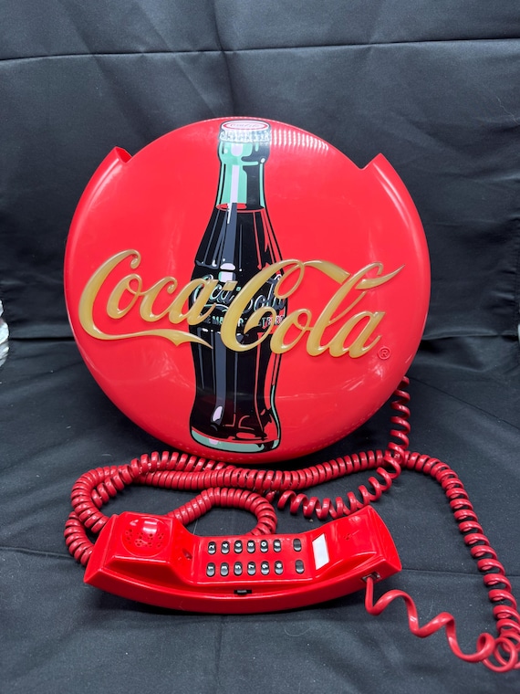 Vintage 1997 Coca Cola Button Telephone Round Disc Light up