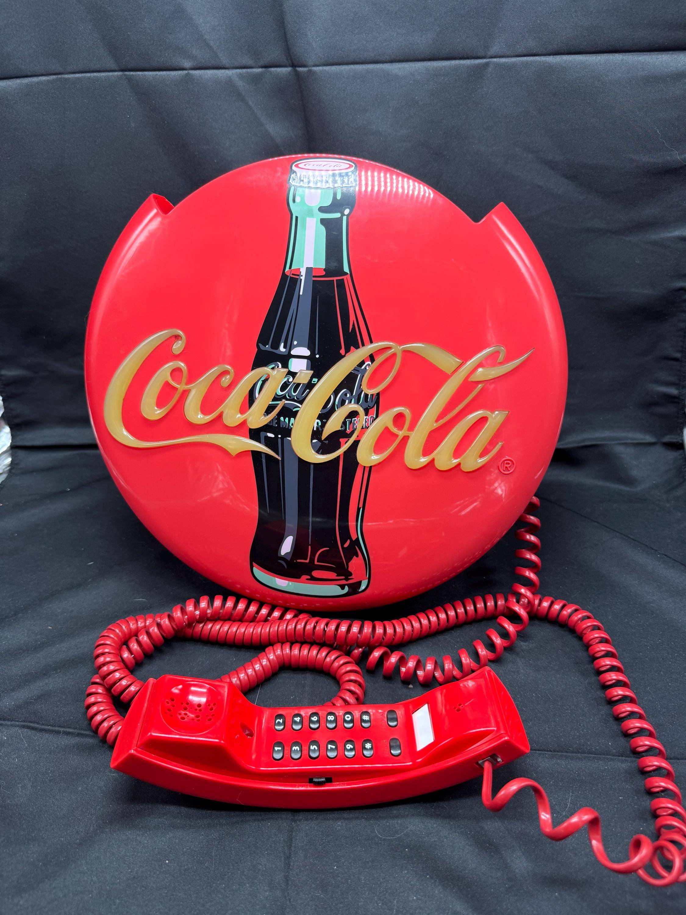 Vintage 1997 Coca Cola Button Telephone Round Disc Light up