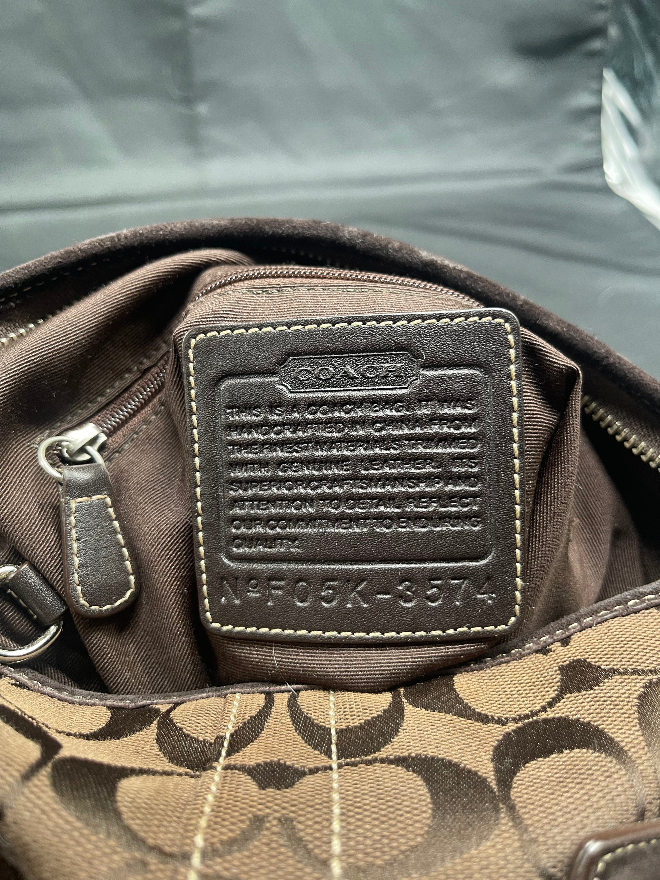 COACH Shoulder Bag Brown Monogram Canvas With Leather and