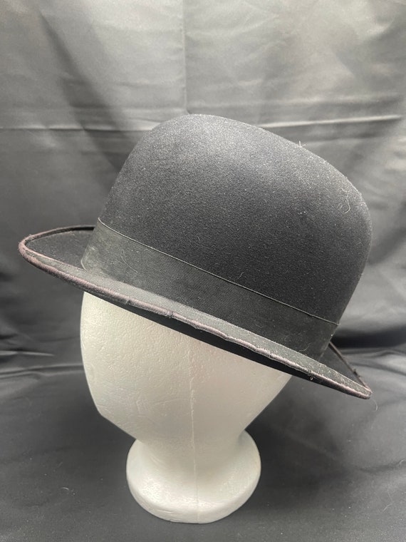 Vintage John B Stetson Black Homburg Derby Bowler… - image 1