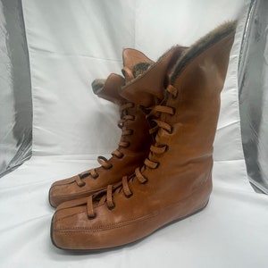 Rare Sesto Meucci Fur Lined Boots Leather MSM Cuffed Italy size 42