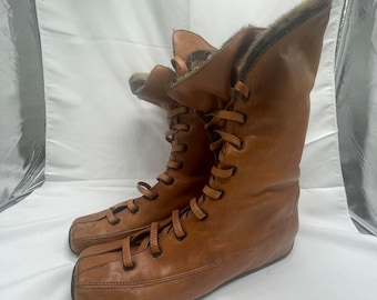 Rare Sesto Meucci Bottes doublées en fourrure MSM manchettes en cuir Italie taille 42