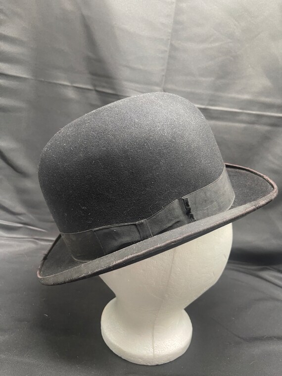 Vintage John B Stetson Black Homburg Derby Bowler… - image 2