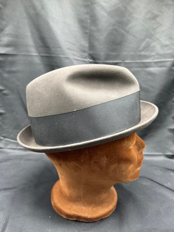 Vintage Grey Wool Dobb's Fifth Ave Fedora Hat siz… - image 2