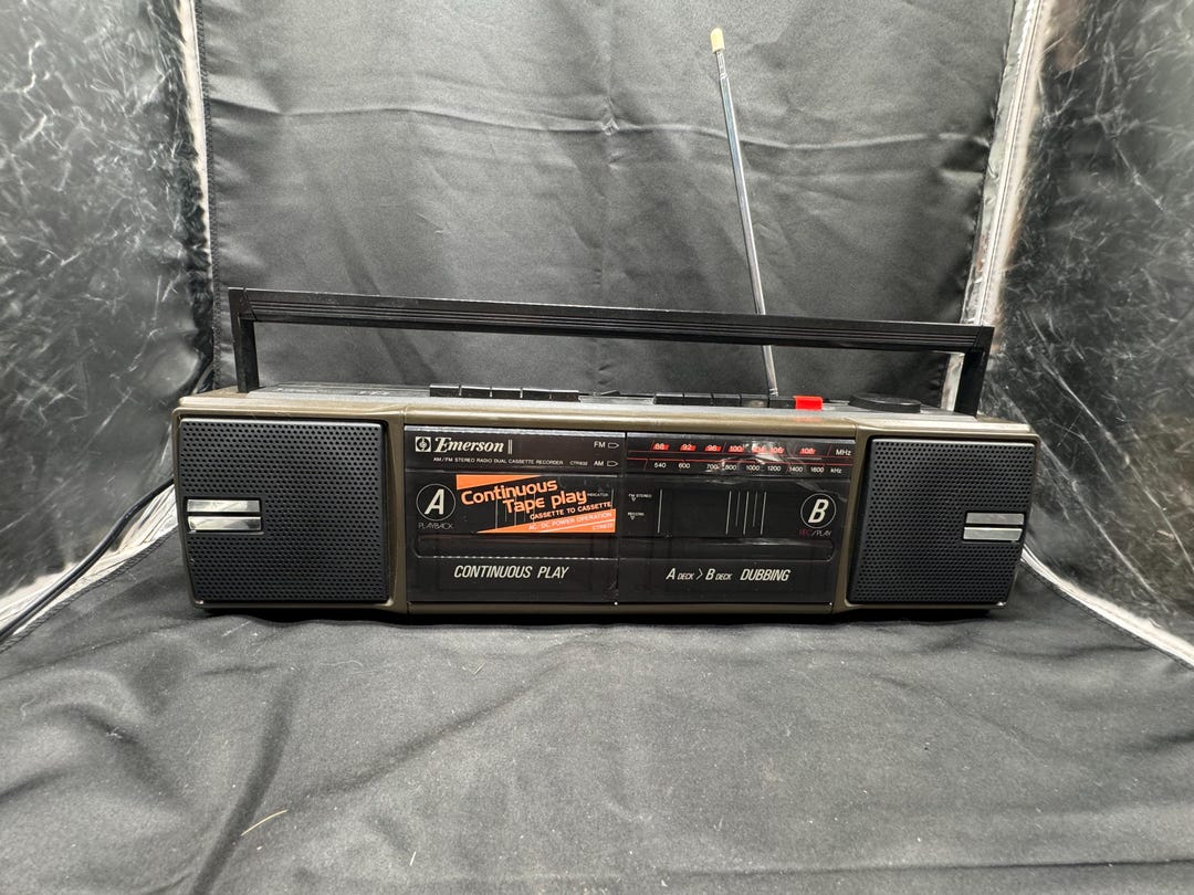 Vintage 80's Dual Cassette Boom Box Emerson Stereo CTR932 - Etsy
