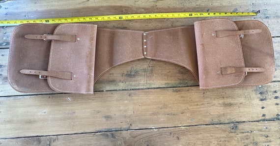 Vintage Tan Handmade Leather Saddlebags for Motor… - image 4