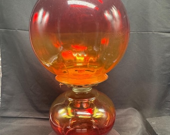 Vintage Jeannette Amberina Oil Hurricane Lamp