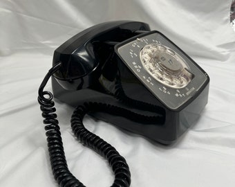 Vintage GTE Automatisches Elektrisches Schwarzes Wählscheibe Telefon Mit Telefonschnur VGC