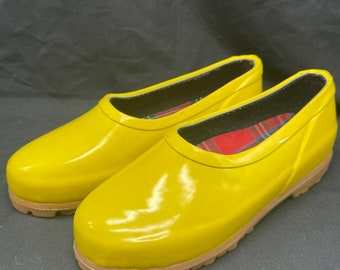 70s / 80s vintage Mid West Yellow Rubber Rain Chaussures Taille 6