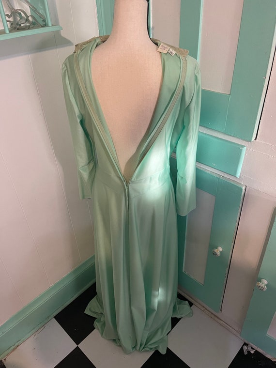 Vintage 1970s sea foam green formal retro maxi dr… - image 4