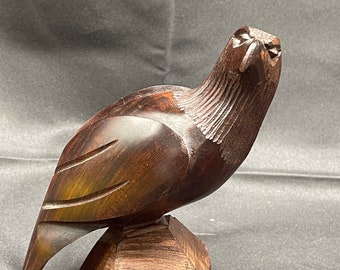 Vintage Hand Carved Eagle Bird Of Prey Hardwood Carving