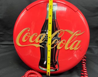 Vintage 1997 Coca Cola Button Telephone Round Disc Light up