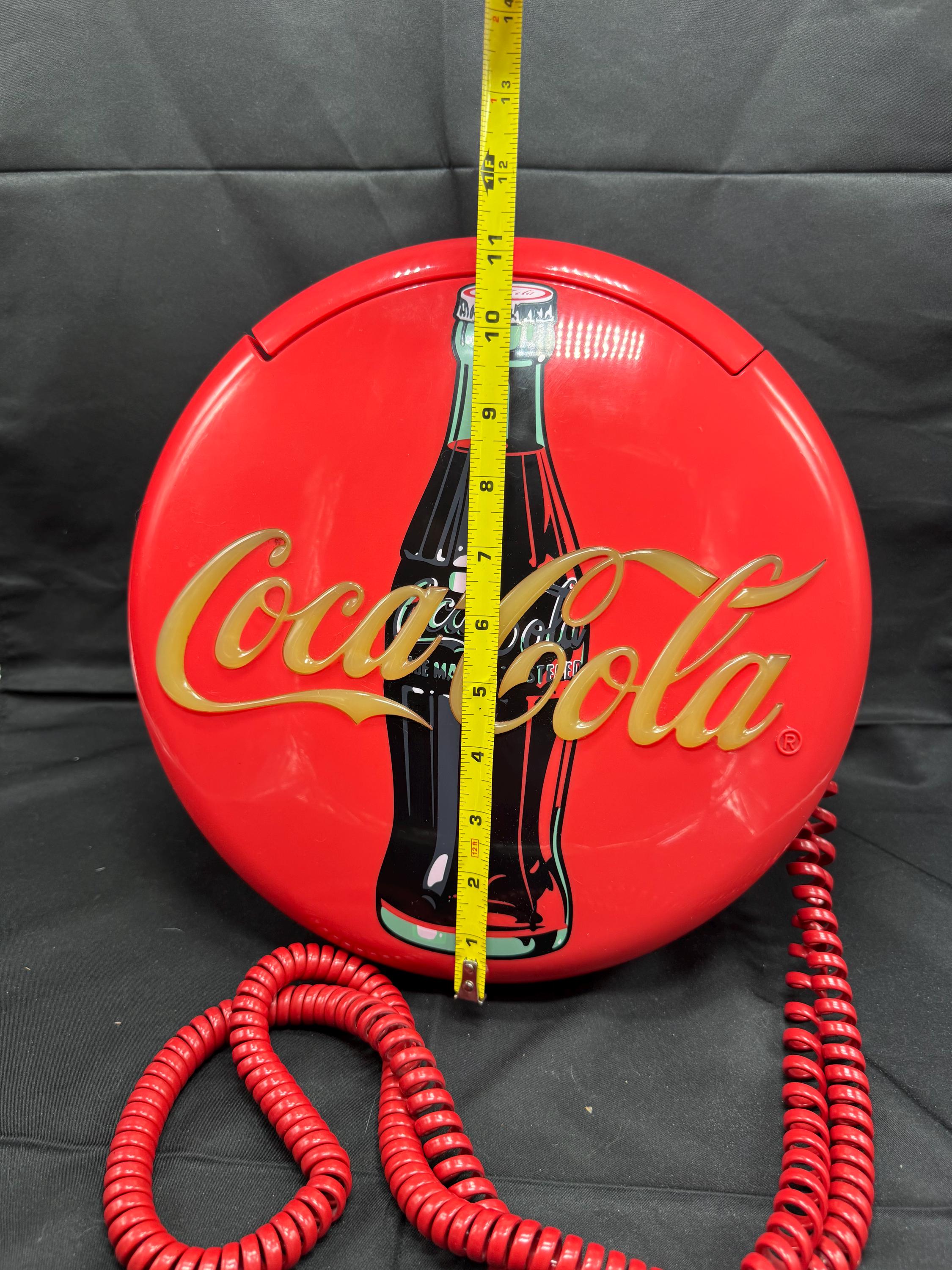 その他 Coca-Cola brand Disc telephone Vintage 1997 Coca Cola Button Telephone Round Disc Light up