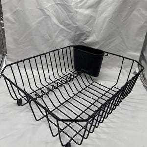 Vintage RUBBERMAID Black Rubber on Wire Dish Drainer Rack 14"x12"x5"