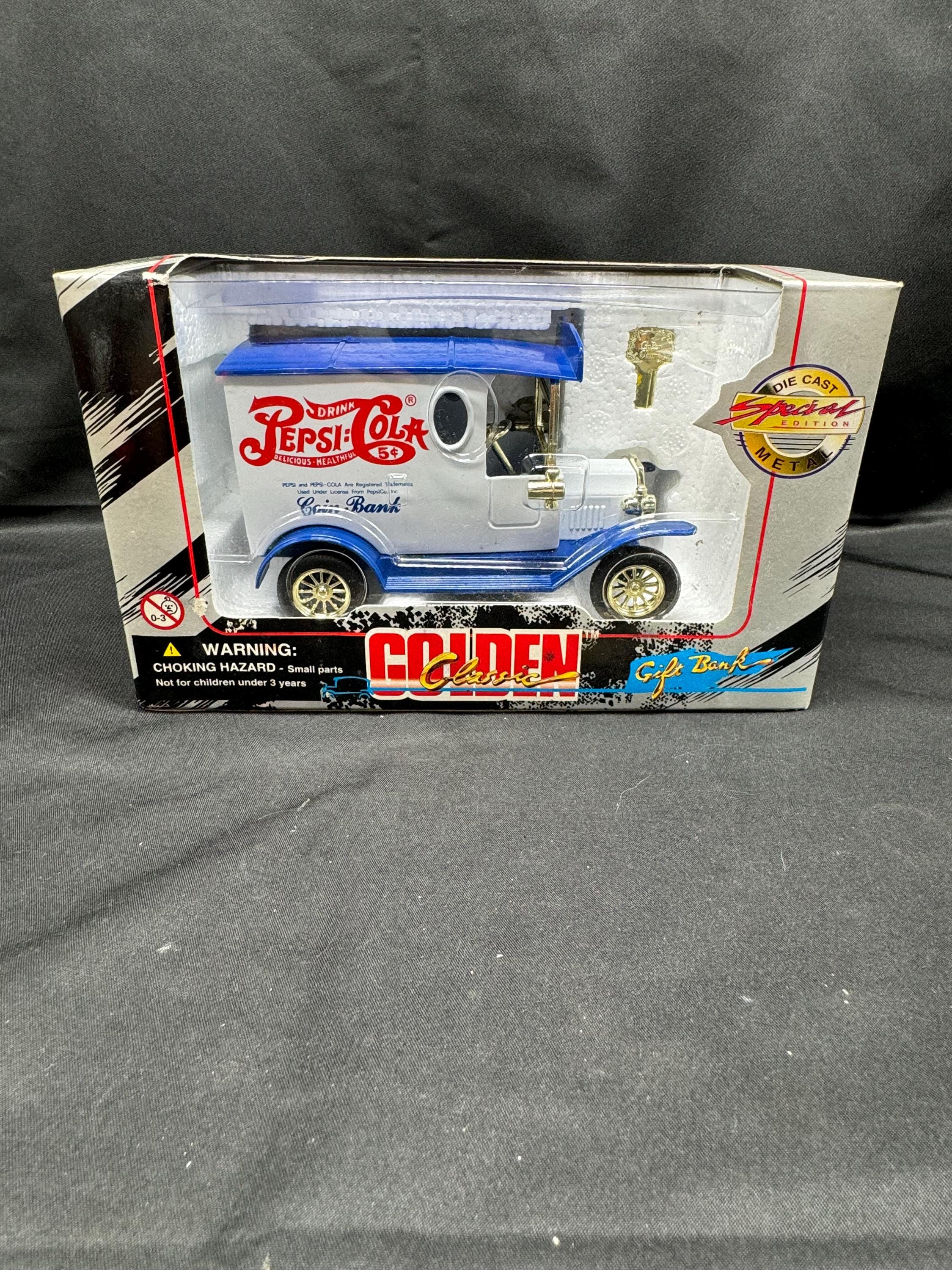 Vintage 1996 Golden Wheel Die Cast Locking Blue Roof Pepsi Vintage 1996 Golden Wheel Die Cast Locking Blue Roof Pepsi