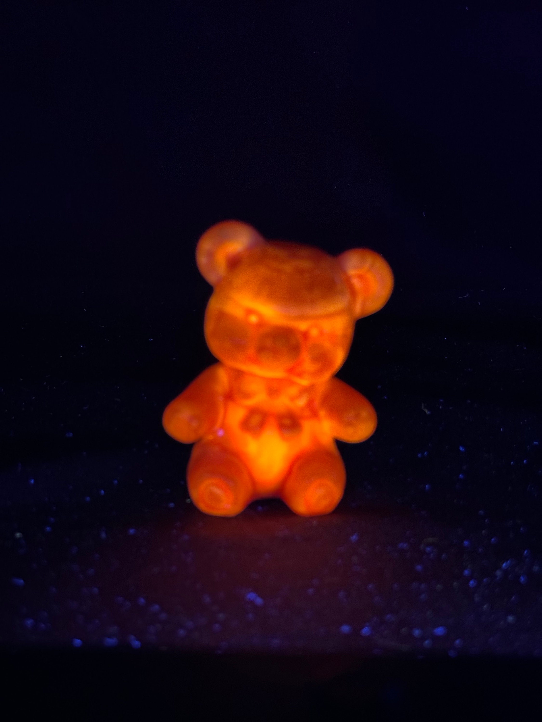 Vintage Boyd Orange Cadmium Crystal Art Glass Company Fuzzy Teddy