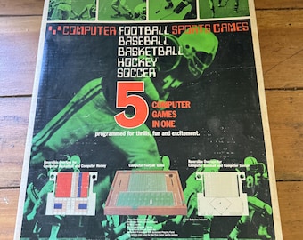 Juegos de deportes para computadora con controles electrónicos vintage de 1972, 5 en 1. No probado.