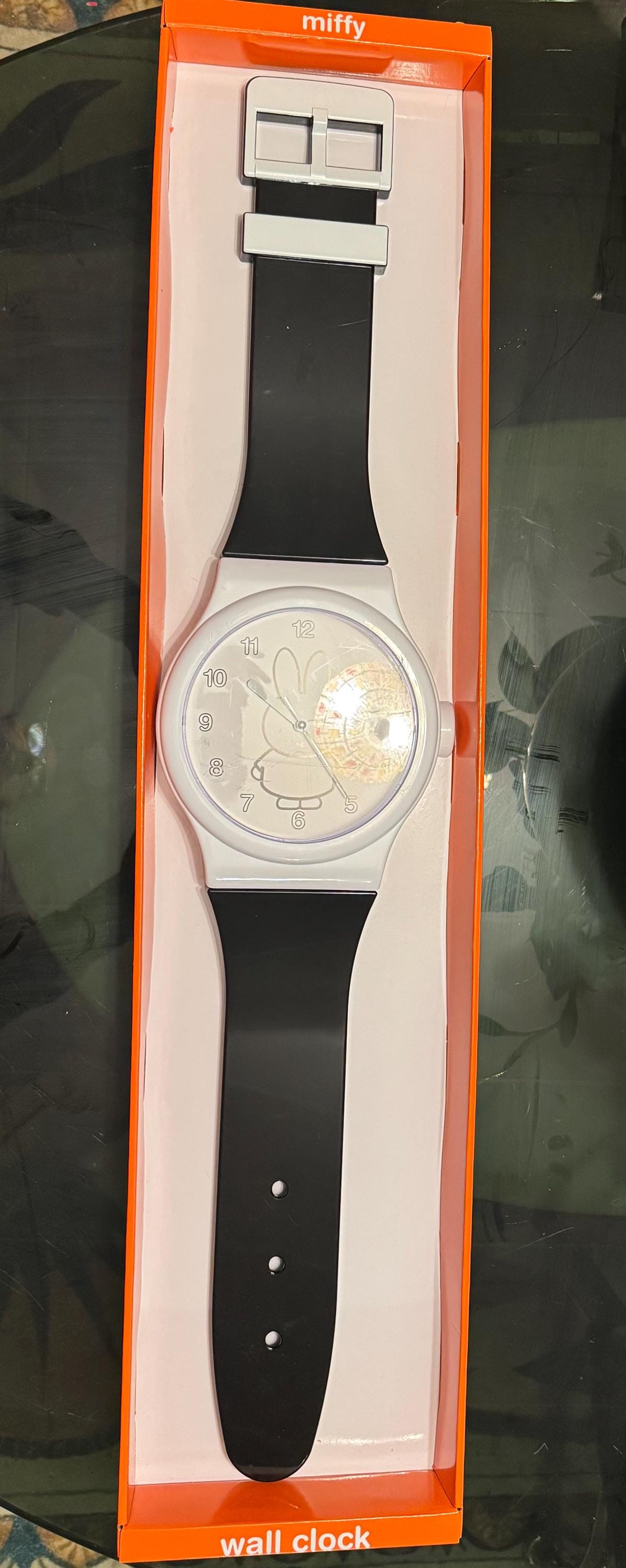 ミッフィー 掛時計 オレンジ 30cm Miffy Wall Clock Watch Shape Large Yellow Orange 35 Inch New in