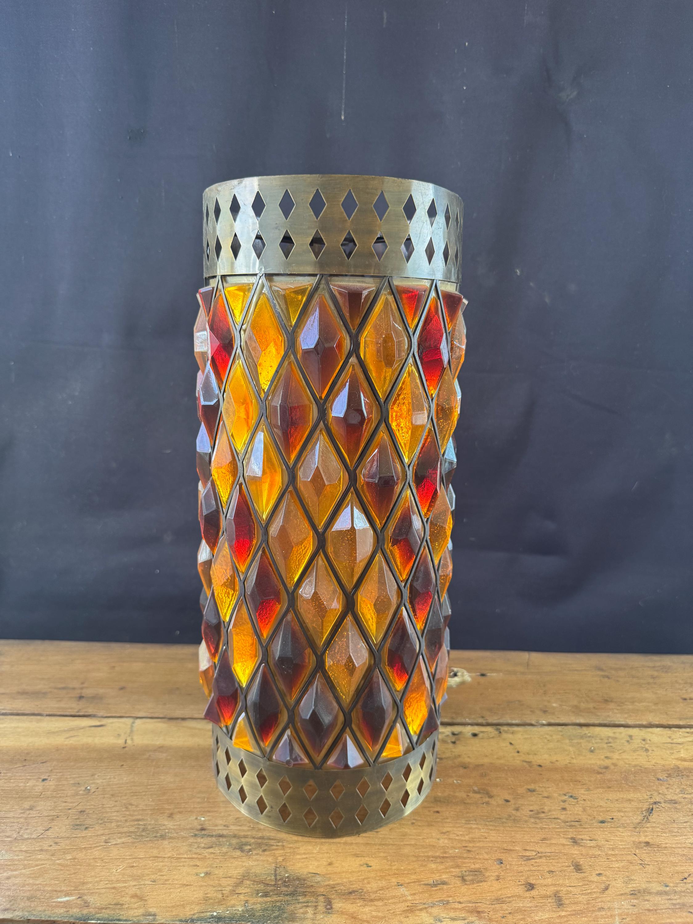 Vintage 1970's Diamond Lucite MCM Rock Candy/harlequin Swag Lamp