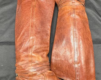 FRYE Women's Shirley Riding Plate 15” Boots Size 6B Model 77753 Brown Leather