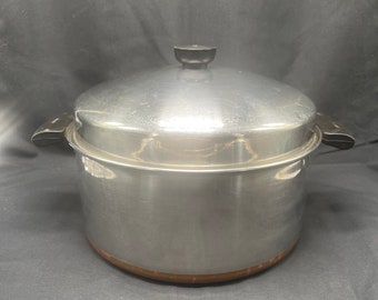 Vintage Revere Ware 5 Qt. Stock Pot/Dutch Oven Copper Bottom Dome Lid 2363973