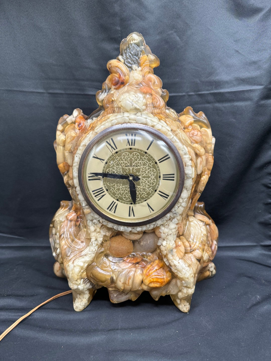 Vintage Lawrence Lanshire Vomit Clock Resin Stone Vintage 196070s Not
