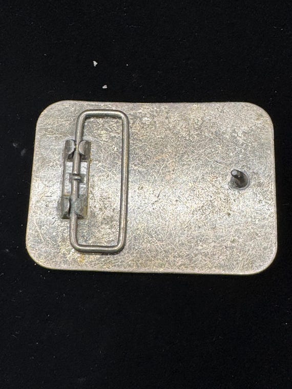 Vintage 1970s Trucker CB Convoy Brass Belt Buckle View 2