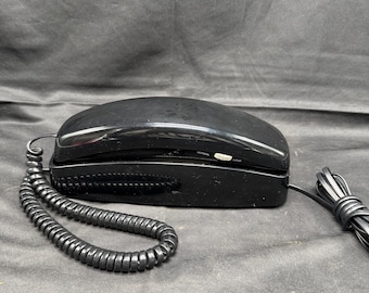 Vintage AT&T Black Trimline Telephone Touch tone wall Phone Works