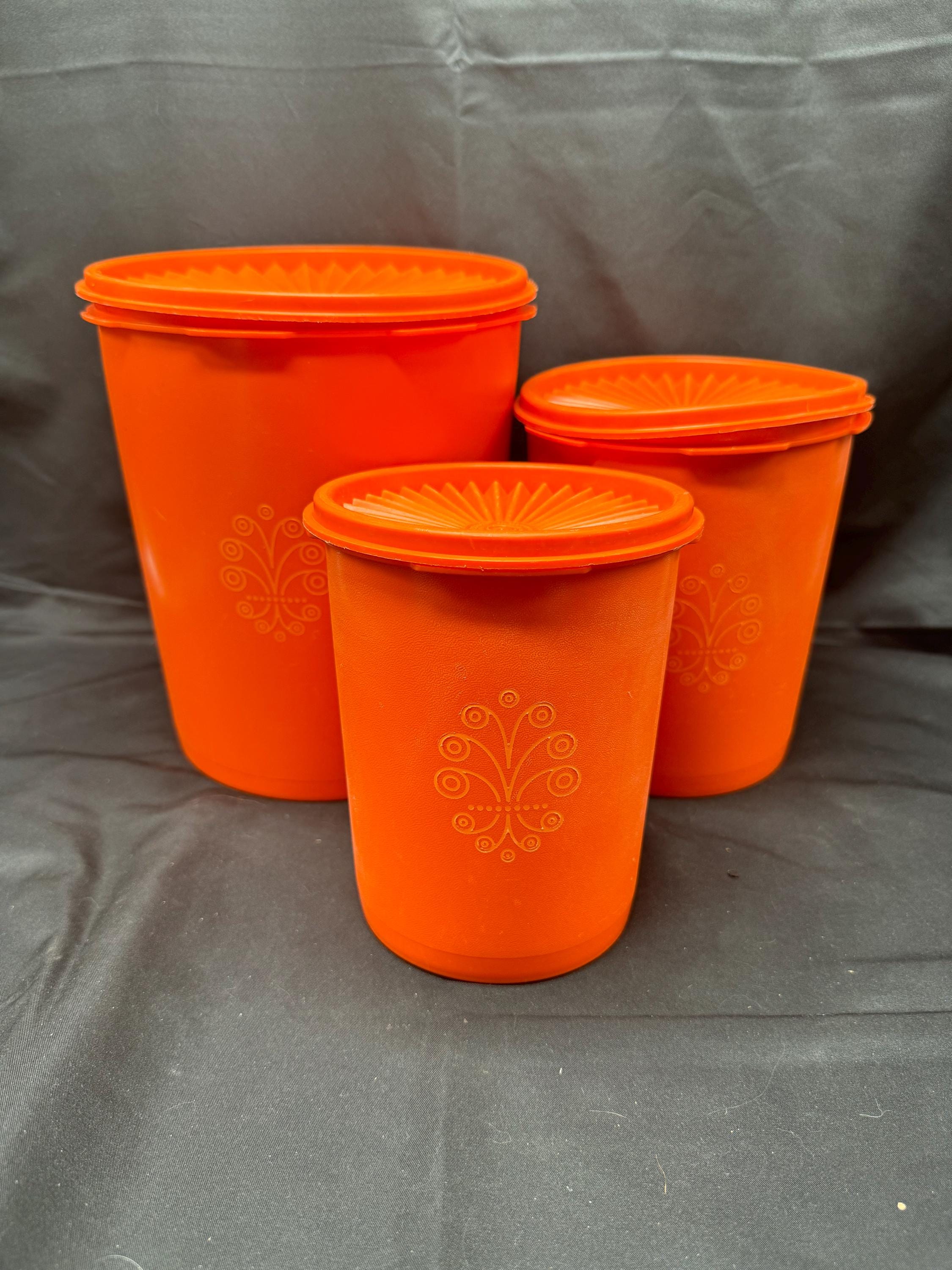 タッパーウェア　デコレーター　3点セット　レトロ　Tupperware オレンジ Tupperware タッパーウェア ミニコンテナ/丸形容器 アイボリー