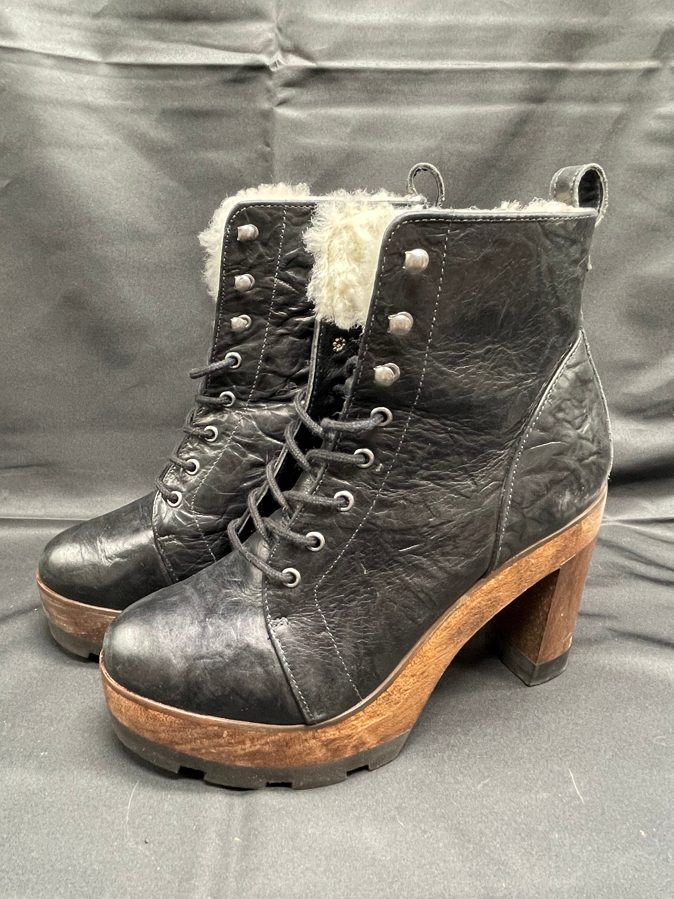 Kelsi Dagger Brooklyn Farren Vintage Platform Bootie Black Sz 6