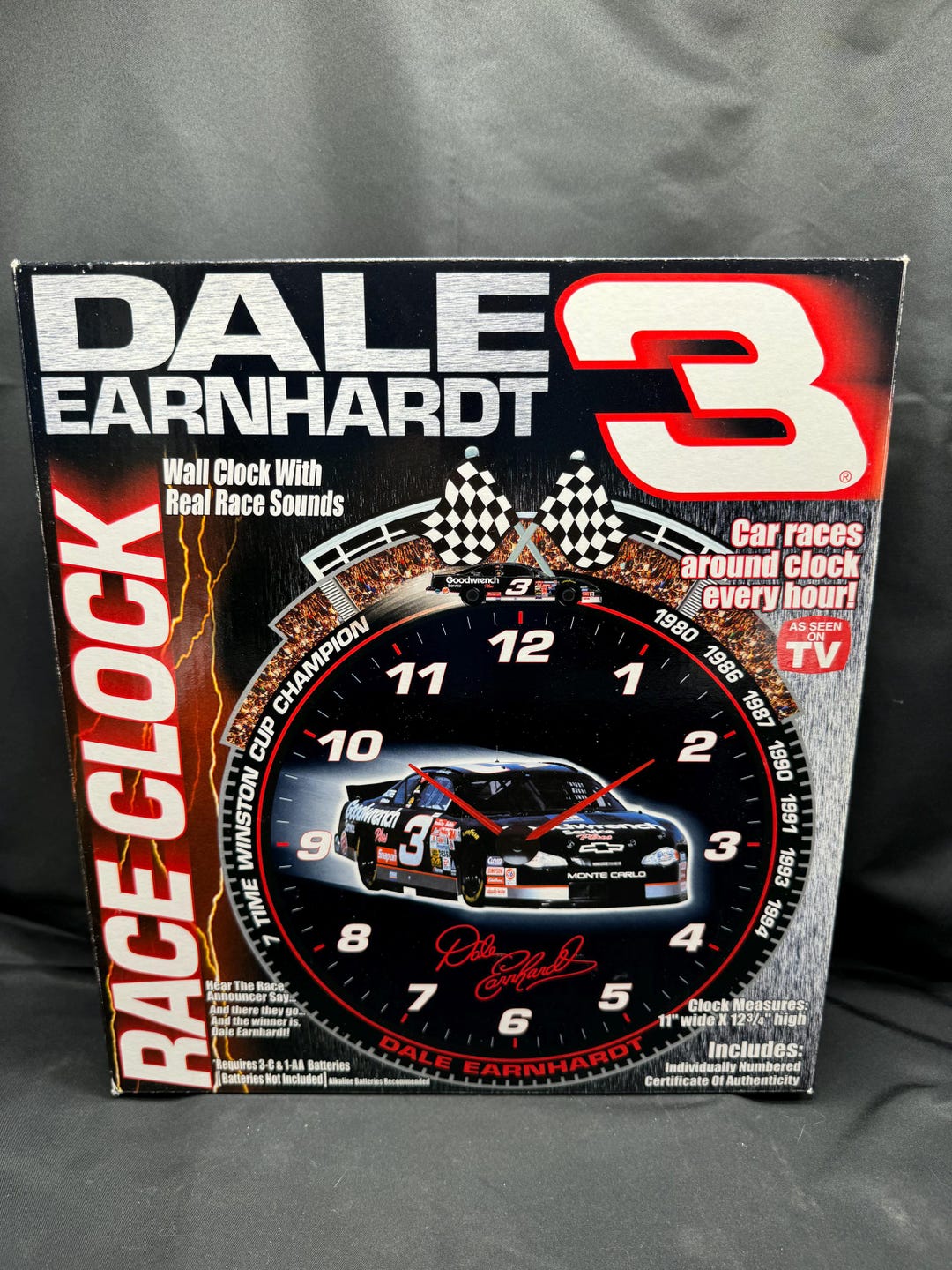 Vintage Dale Earnhardt Sr. #3 Wall Race Clock With Real RACING SOUNDS ...
