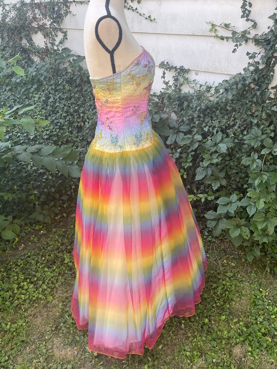 Vintage Precious Formals Rainbow Dress - image 4