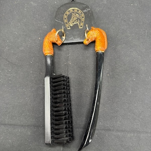 Vintage Midcentury Brush/Shoehorn wall Hanging Horse Handles