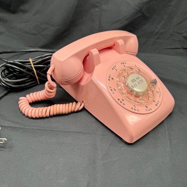 Vintage Pink Rotary Dial Telephone, Western Electric Bell System, Model 500