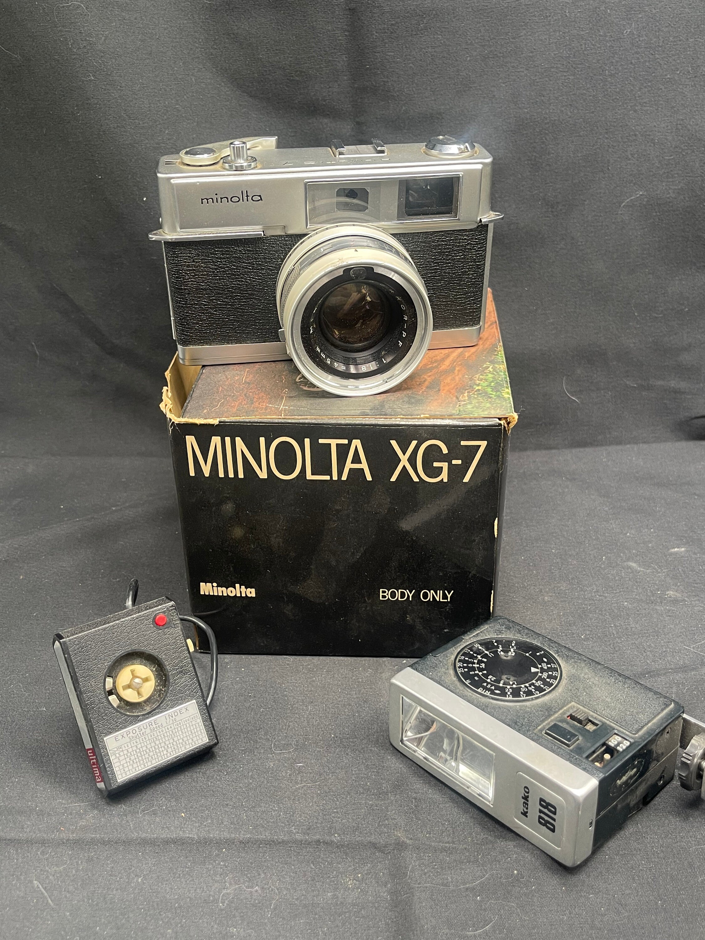Vintage Minolta XG-7 Hi-matic Camera With 45mm Lens, Kako 818
