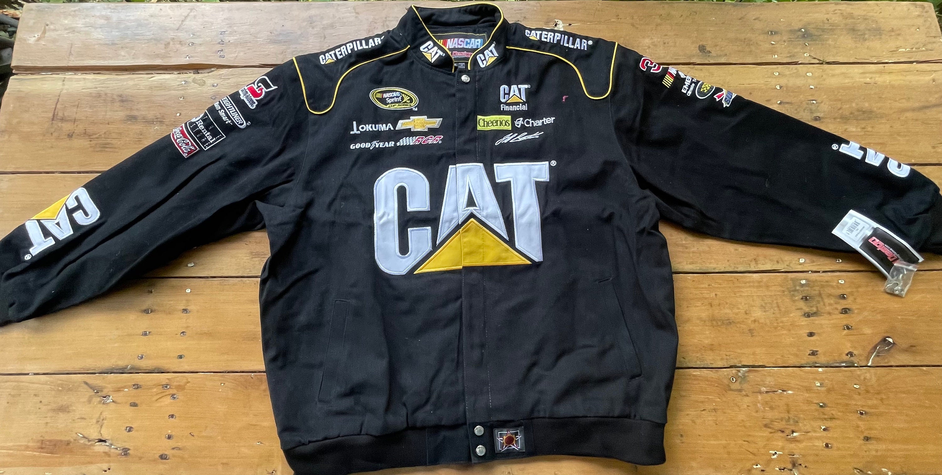 CAT Caterpillar Black Racing NASCAR jacket, Choose your Size X