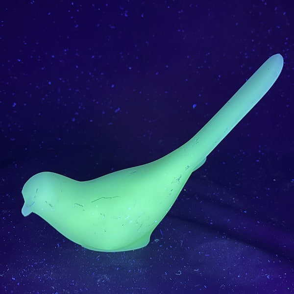Vintage Fenton Rosalene roze uranium glas vogel van geluk