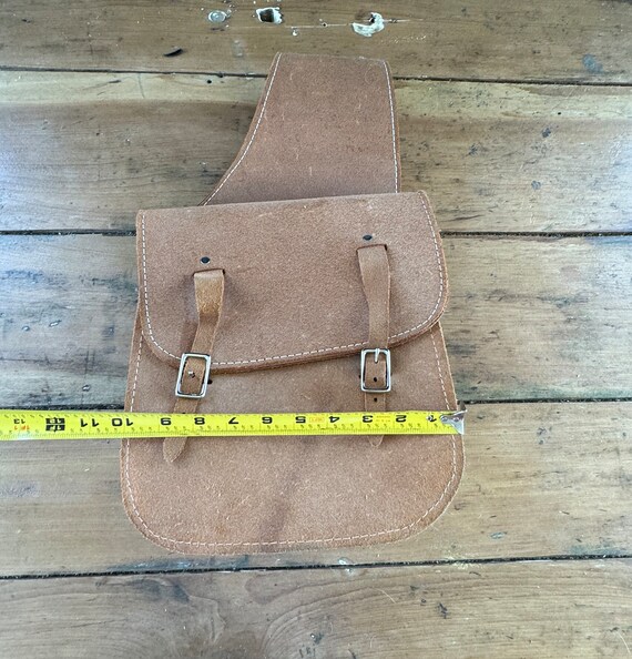 Vintage Tan Handmade Leather Saddlebags for Motor… - image 6