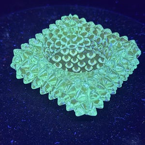Vintage Fenton Aqua Blue Manganese Glass Hobnail Salt Cellar