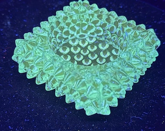 Vintage Fenton Aqua Blue Manganese Glass Hobnail Salt Cellar