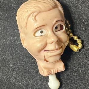Vintage 1950s Jerry Mahoney Ventriloquist Dummy Moving Mouth Head Keychain Toy