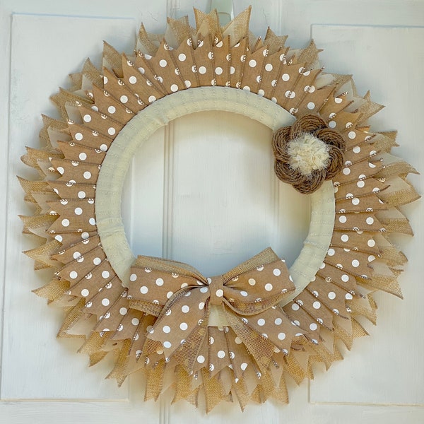 Burlap Ribbon Wreath Etsy